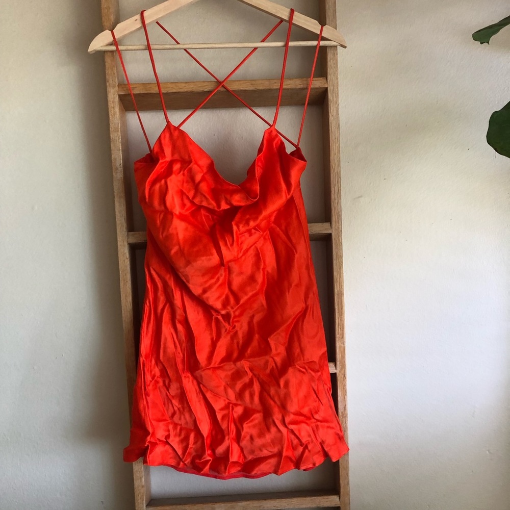 Mini Satin Zara Dress Bright Orange